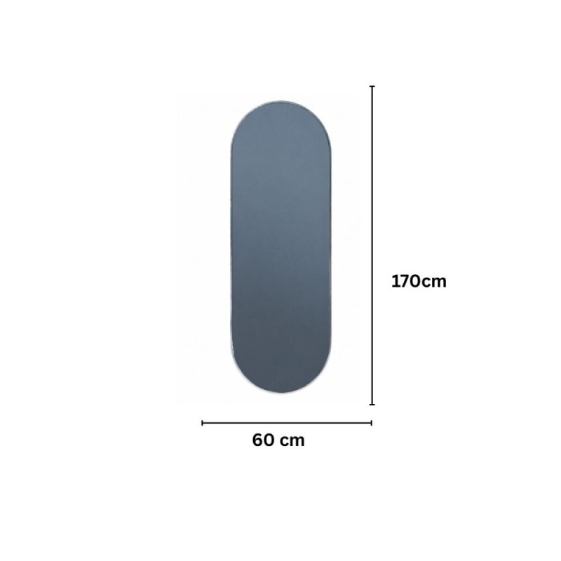 Oglinda Ovala de Perete, Naimeed D7981, Rama din Aluminiu, 60x170cm, argintiu