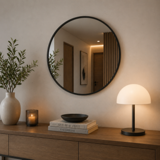Oglinda de Perete, Naimeed D7985, Rama din Aluminiu, 60 cm, negru