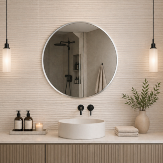 Oglinda de Perete, Naimeed D7987, Rama din Aluminiu, 80 cm, argintiu