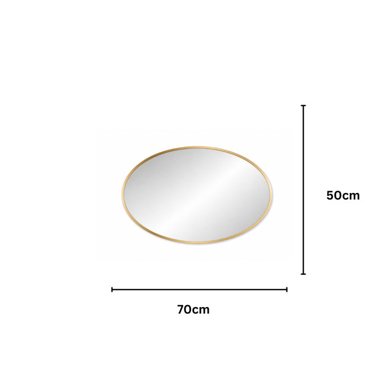 Oglinda Ovala de Perete, Naimeed D8013, Rama din Aluminiu, 50x70cm, auriu