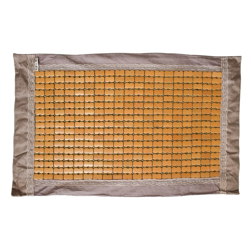 Fata de perna, model din bambus, Naimeed D4923, Maro, Broderie alba Fata de perna, model din bambus, Naimeed D4923, Maro, Broderie alba