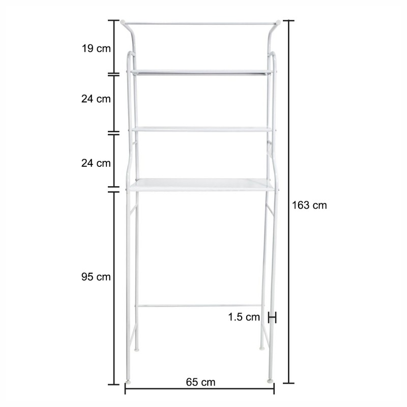 Raft de baie, 3 polite deasupra masinii de spalat, Naimeed D4823, Alb