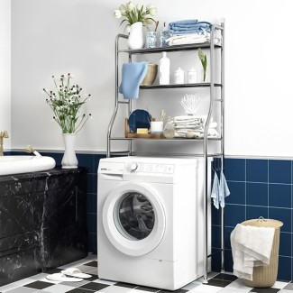 Raft de baie, 3 polite deasupra masinii de spalat, Naimeed D4826, Inox