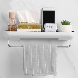 Etajera baie, sistem scurgere apa, suport prosop, Naimeed D5323, Alb, 42x12x10cm Etajera baie, sistem scurgere apa, suport prosop, Naimeed D5323, Alb, 42x12x10cm