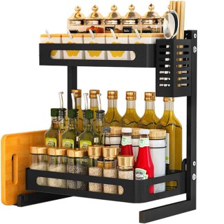 Raft metalic, multifunctional, 2 polite, Naimeed D4428, Negru