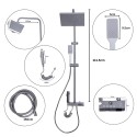 Coloana de dus, cu para fixa si para mobila, Naimeed D6142, 4 functii, otel inoxidabil, Gri
