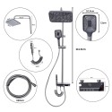 Coloana de dus, cu para fixa si para mobila, Naimeed D6158, 4 functii, otel inoxidabil, Argintiu