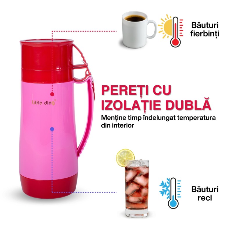 Termos, Naimeed D6413, pentru bauturi reci sau calde, Sticla si ABS, 1L, Roz, 160x300x117mm Termos, Naimeed D6413, pentru bauturi reci sau calde, Sticla si ABS, 1L, Roz, 160x300x117mm