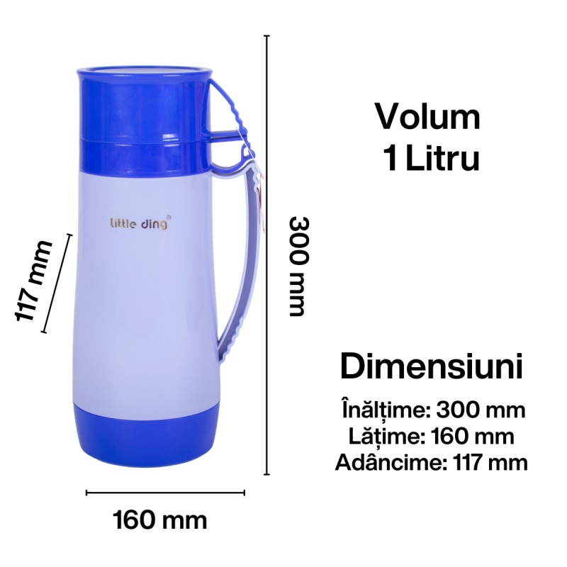 Termos, Naimeed D6413, pentru bauturi reci sau calde, Sticla si ABS, 1L, Albastru, 160x300x117mm Termos, Naimeed D6413, pentru bauturi reci sau calde, Sticla si ABS, 1L, Albastru, 160x300x117mm