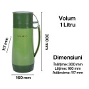 Termos, Naimeed D6413, pentru bauturi reci sau calde, Sticla si ABS, 1L, Verde, 160x300x117mm Termos, Naimeed D6413, pentru bauturi reci sau calde, Sticla si ABS, 1L, Verde, 160x300x117mm