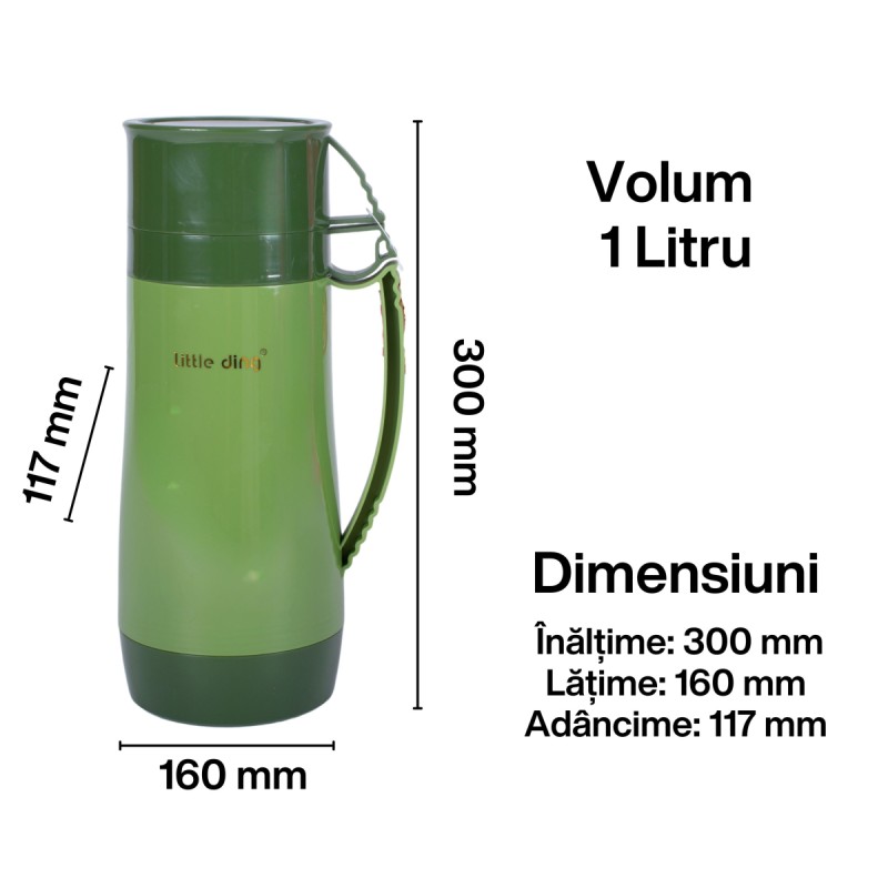Termos, Naimeed D6413, pentru bauturi reci sau calde, Sticla si ABS, 1L, Verde, 160x300x117mm Termos, Naimeed D6413, pentru bauturi reci sau calde, Sticla si ABS, 1L, Verde, 160x300x117mm