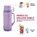Termos, Naimeed D6417, pentru bauturi reci sau calde, Sticla si ABS, 1.8L, Mov, 160x345x130mm