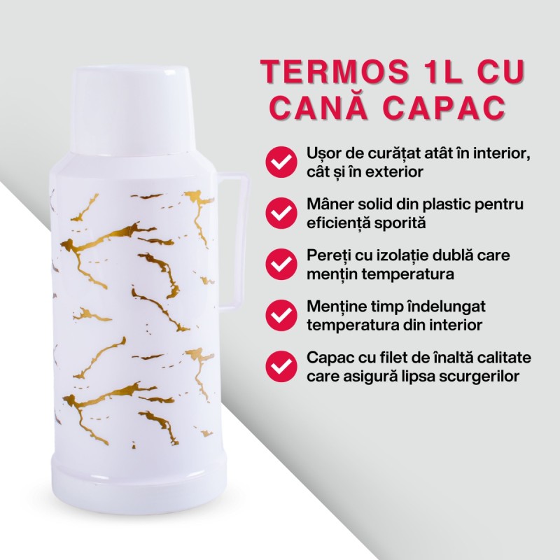 Termos, Naimeed D6416, pentru bauturi reci sau calde, Sticla si ABS, 1.8L, Alb, 160x320x135mm Termos, Naimeed D6416, pentru bauturi reci sau calde, Sticla si ABS, 1.8L, Alb, 160x320x135mm