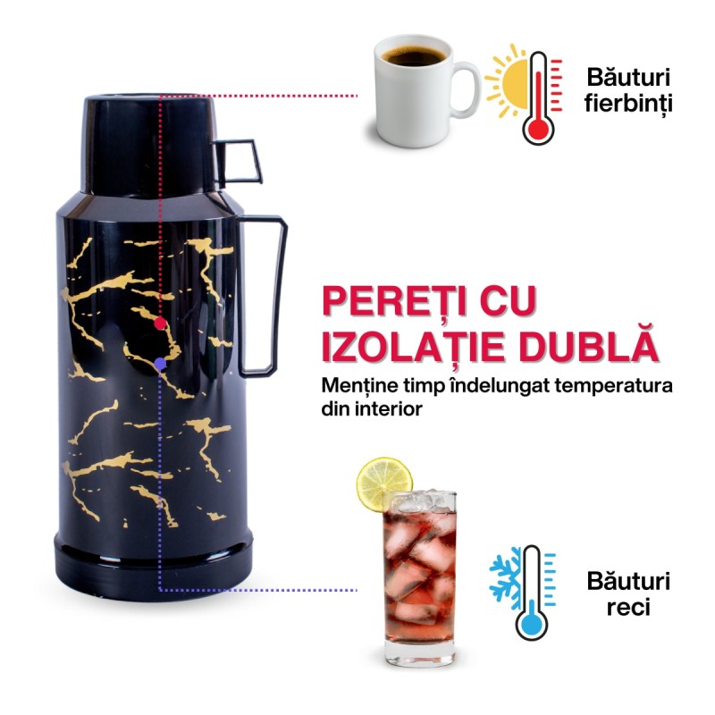 Termos, Naimeed D6416, pentru bauturi reci sau calde, Sticla si ABS, 1.8L, Negru, 160x320x135mm Termos, Naimeed D6416, pentru bauturi reci sau calde, Sticla si ABS, 1.8L, Negru, 160x320x135mm