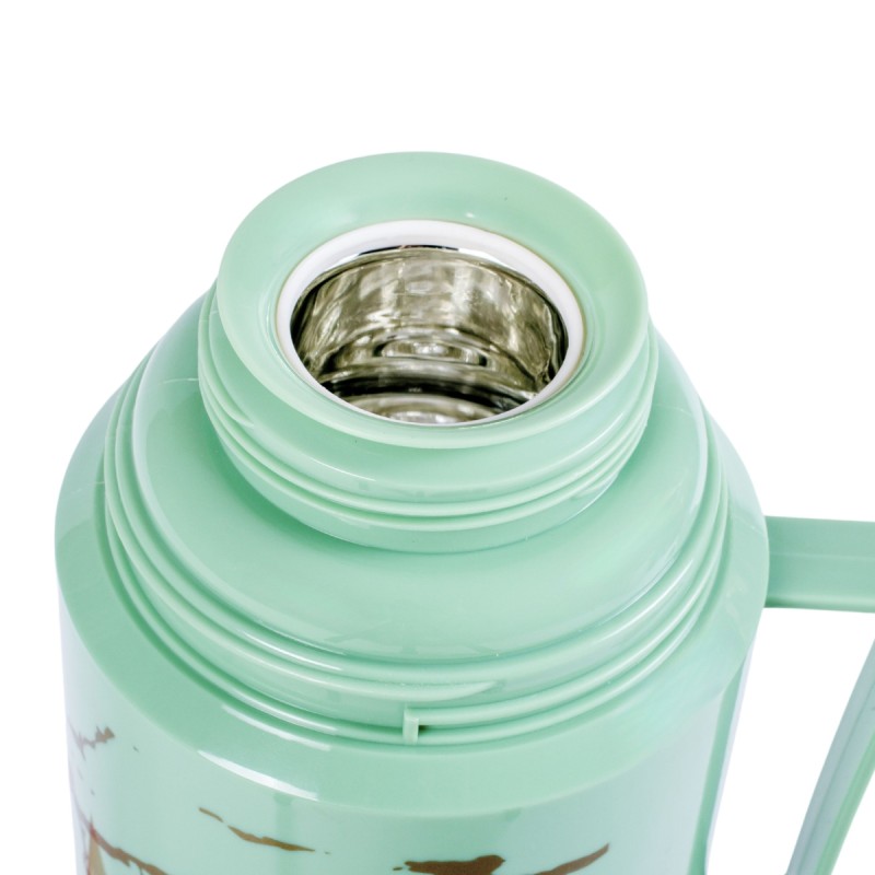 Termos, Naimeed D6416, pentru bauturi reci sau calde, Sticla si ABS, 1.8L, Verde, 160x320x135mm