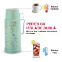 Termos, Naimeed D6416, pentru bauturi reci sau calde, Sticla si ABS, 1.8L, Verde, 160x320x135mm