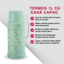 Termos, Naimeed D6416, pentru bauturi reci sau calde, Sticla si ABS, 1.8L, Verde, 160x320x135mm