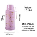 Termos, Naimeed D6416, pentru bauturi reci sau calde, Sticla si ABS, 1.8L, Mov, 160x320x135mm Termos, Naimeed D6416, pentru bauturi reci sau calde, Sticla si ABS, 1.8L, Mov, 160x320x135mm