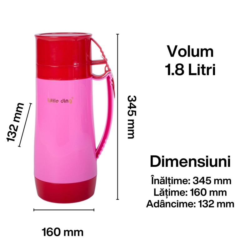 Termos, Naimeed D6418, pentru bauturi reci sau calde, Sticla si ABS, 1.8L, Roz, 160x345x132mm Termos, Naimeed D6418, pentru bauturi reci sau calde, Sticla si ABS, 1.8L, Roz, 160x345x132mm