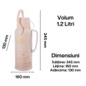 Termos, Naimeed D6420, pentru bauturi reci sau calde, Sticla si ABS, 1.2L, Crem, 120x340x170mm