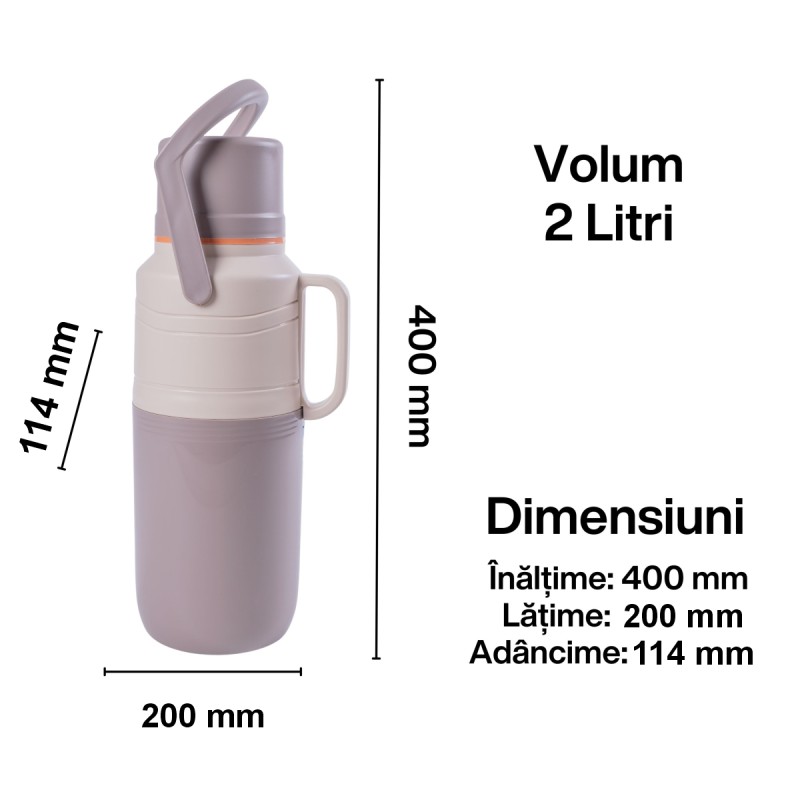 Termos, Naimeed D6421, pentru bauturi reci sau calde, Sticla si ABS, 2L, Gri, 114x400x200mm Termos, Naimeed D6421, pentru bauturi reci sau calde, Sticla si ABS, 2L, Gri, 114x400x200mm