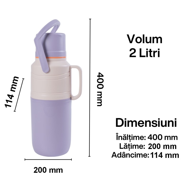 Termos, Naimeed D6421, pentru bauturi reci sau calde, Sticla si ABS, 2L, Mov, 114x400x200mm Termos, Naimeed D6421, pentru bauturi reci sau calde, Sticla si ABS, 2L, Mov, 114x400x200mm