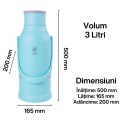 Termos, Naimeed D6424, pentru bauturi reci sau calde, Sticla si ABS, 3L, Albastru, 165x500x200mm