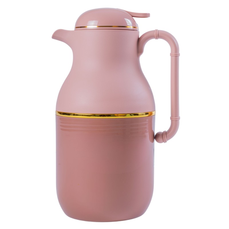 Termos, Naimeed D6429, pentru bauturi reci sau calde, Sticla si ABS, 1.6L, Maro, 130x320x170mm