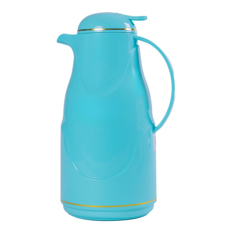 Termos, Naimeed D6430, pentru bauturi reci sau calde, Sticla si ABS, 1.4L, Albastru, 145x320x190mm