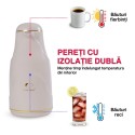 Termos, Naimeed D6430, pentru bauturi reci sau calde, Sticla si ABS, 1.4L, Crem, 145x320x190mm