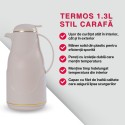Termos, Naimeed D6430, pentru bauturi reci sau calde, Sticla si ABS, 1.4L, Crem, 145x320x190mm
