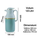 Termos, Naimeed D6429, pentru bauturi reci sau calde, Sticla si ABS, 1.6L, Verde 130x320x170mm