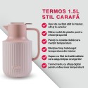 Termos, Naimeed D6434, pentru bauturi reci sau calde, Sticla si ABS, 1.5L, Maro, 150x260x200mm