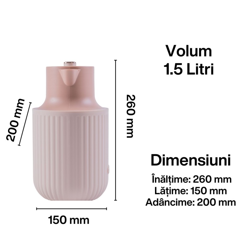 Termos, Naimeed D6434, pentru bauturi reci sau calde, Sticla si ABS, 1.5L, Maro, 150x260x200mm