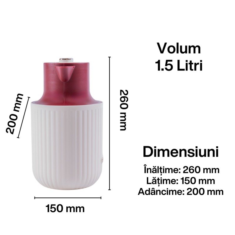 Termos, Naimeed D6435, pentru bauturi reci sau calde, Sticla si ABS, 1.5L, Visiniu, 150x260x200mm Termos, Naimeed D6435, pentru bauturi reci sau calde, Sticla si ABS, 1.5L, Visiniu, 150x260x200mm