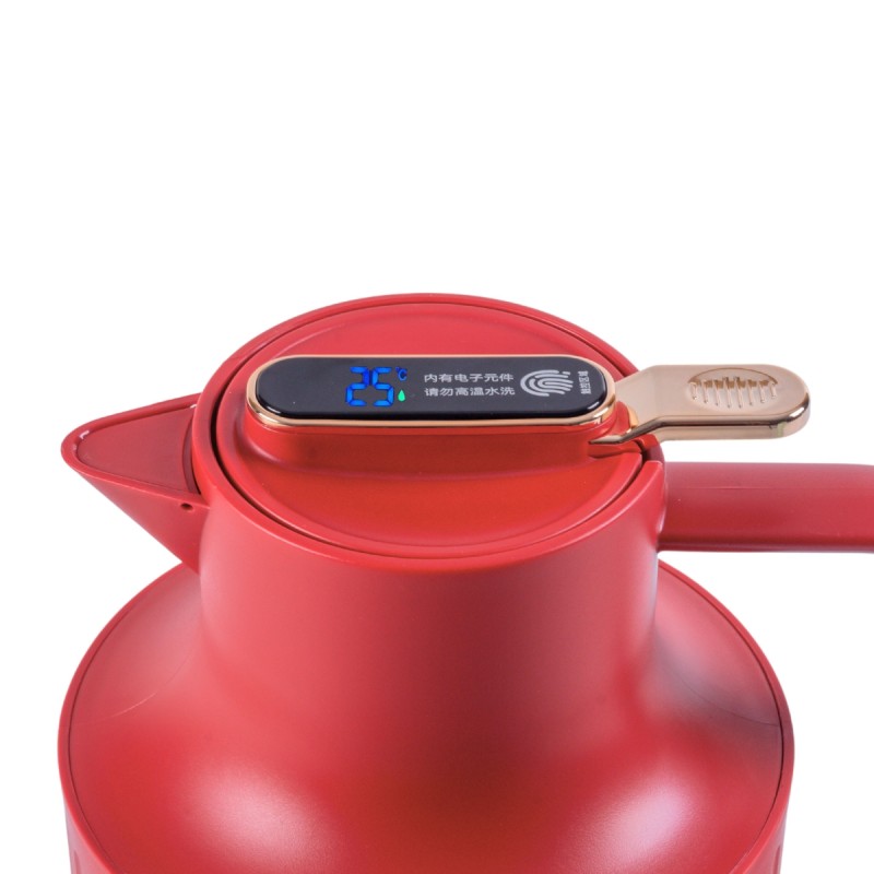 Termos, Naimeed D6436, pentru bauturi reci sau calde, Sticla si ABS, 2L, Rosu, 160x300x210mm