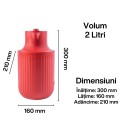 Termos, Naimeed D6436, pentru bauturi reci sau calde, Sticla si ABS, 2L, Rosu, 160x300x210mm