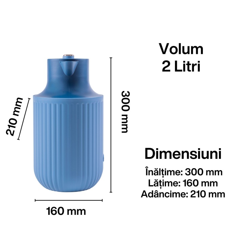 Termos, Naimeed D6438, pentru bauturi reci sau calde, Sticla si ABS, 2L, Albastru, 160x300x210mm Termos, Naimeed D6438, pentru bauturi reci sau calde, Sticla si ABS, 2L, Albastru, 160x300x210mm