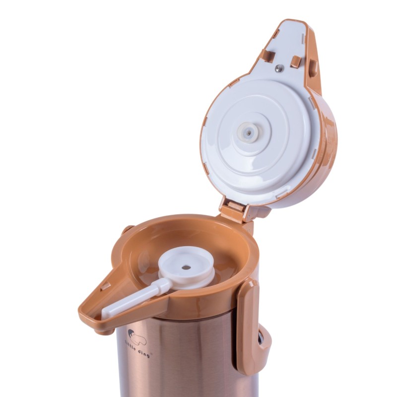 Termos, Naimeed D6439, pentru bauturi reci sau calde, Sticla si ABS, 2.5L, Maro, 170x400x220mm