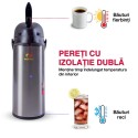Termos, Naimeed D6441, pentru bauturi reci sau calde, Sticla, Inox, ABS, 1.7L, Gri, 140x360x180mm