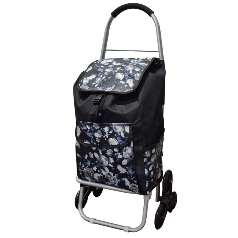 Carucior de piata pliabil, cadru din aluminiu, roti din silicon, Naimeed D4948, 6 roti, 49 L, Negru/Albastru Carucior de piata pliabil, cadru din aluminiu, roti din silicon, Naimeed D4948, 6 roti, 49 L, Negru/Albastru