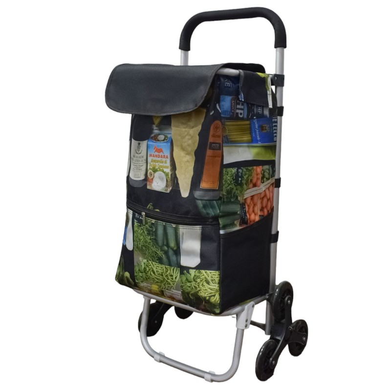 Carucior de piata pliabil, cadru din aluminiu, roti din silicon, Naimeed D4950, 6 roti, 49 L, Verde Carucior de piata pliabil, cadru din aluminiu, roti din silicon, Naimeed D4950, 6 roti, 49 L, Verde