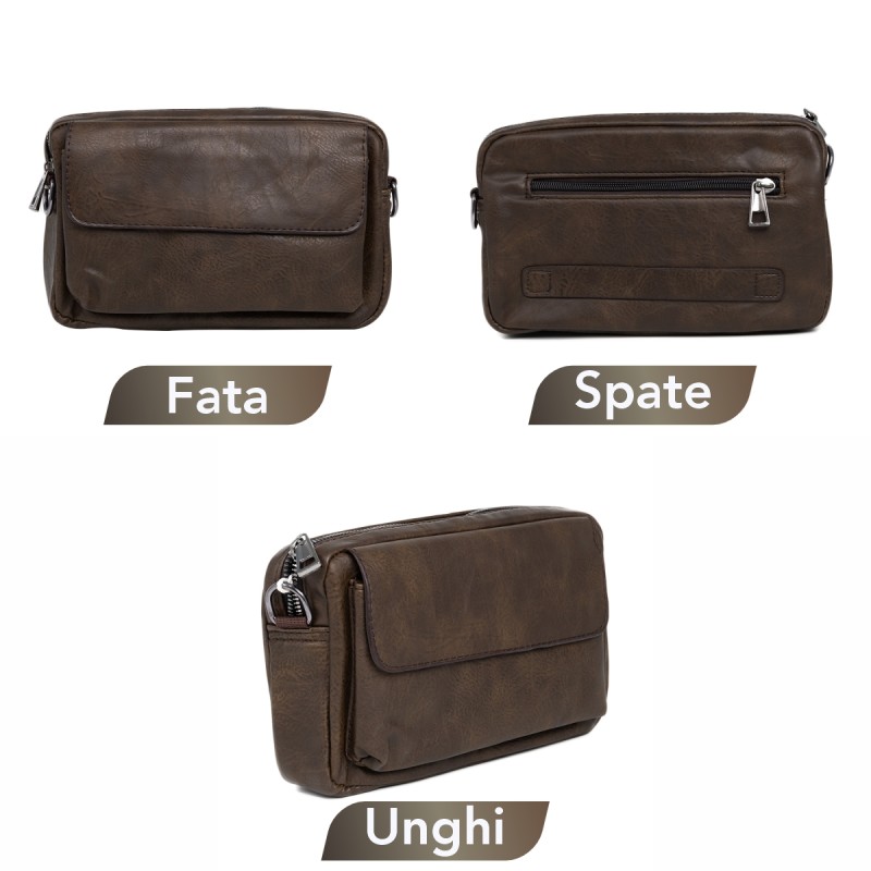 Borseta barbati, de umar, piele ecologica, Naimeed D5444, Companion, Maro inchis, 15x6x23cm Borseta barbati, de umar, piele ecologica, Naimeed D5444, Companion, Maro inchis, 15x6x23cm