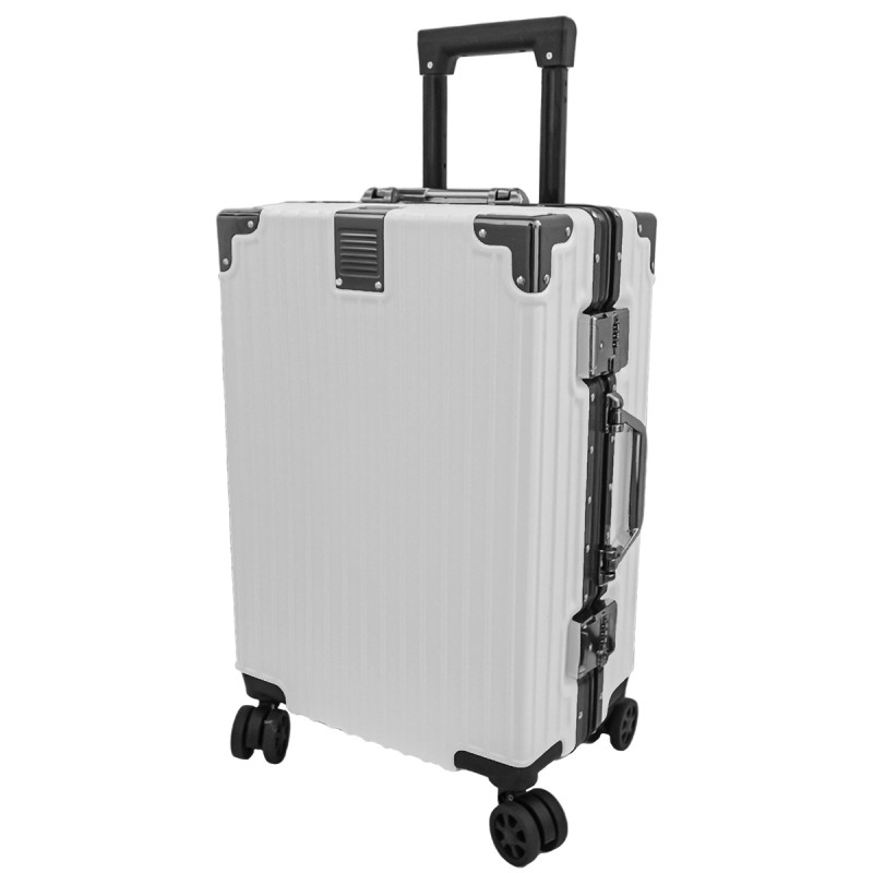 Troler, bagaj de cala, Naimeed D5392L, Premium Voyage, 4 roti duble 360 grade, ABS, inchidere cifru, Alb, 44x29x71cm