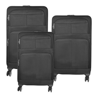Set 3 trolere voiaj, Naimeed D5592, 4 roti duble 360 grade, material textil, inchidere cifru, Negru Set 3 trolere voiaj, Naimeed D5592, 4 roti duble 360 grade, material textil, inchidere cifru, Negru