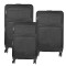 Set 3 trolere voiaj, Naimeed D5592, 4 roti duble 360 grade, material textil, inchidere cifru, Negru