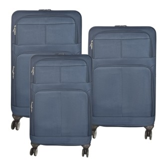 Set 3 trolere voiaj, Naimeed D5593, 4 roti duble 360 grade, material textil, inchidere cifru, Albastru Set 3 trolere voiaj, Naimeed D5593, 4 roti duble 360 grade, material textil, inchidere cifru, Albastru
