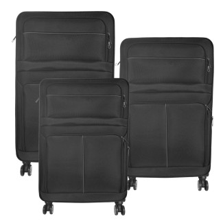 Set 3 trolere voiaj, Naimeed D5595, 4 roti duble 360 grade, material textil, inchidere cifru, Negru Set 3 trolere voiaj, Naimeed D5595, 4 roti duble 360 grade, material textil, inchidere cifru, Negru