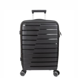 Troler voiaj Mediu M, StowAway, Naimeed D5962, 4 roti duble 360 grade detasabile , PP, inchidere cifru, Negru, 39x22x51cm