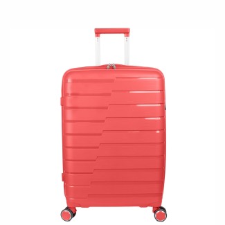 Troler voiaj Mediu M, StowAway, Naimeed D5964, 4 roti duble 360 grade detasabile , PP, inchidere cifru, Rosu, 39x22x51cm